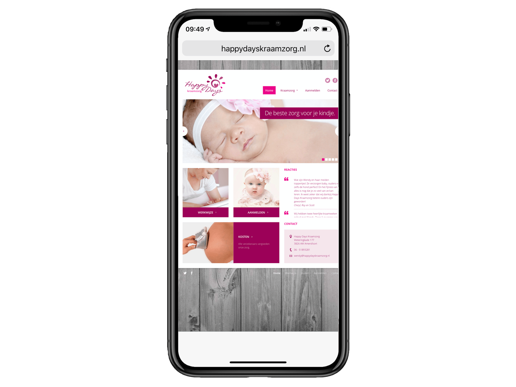 happy days kraamzorg oude website vergelijk mobiel makeover