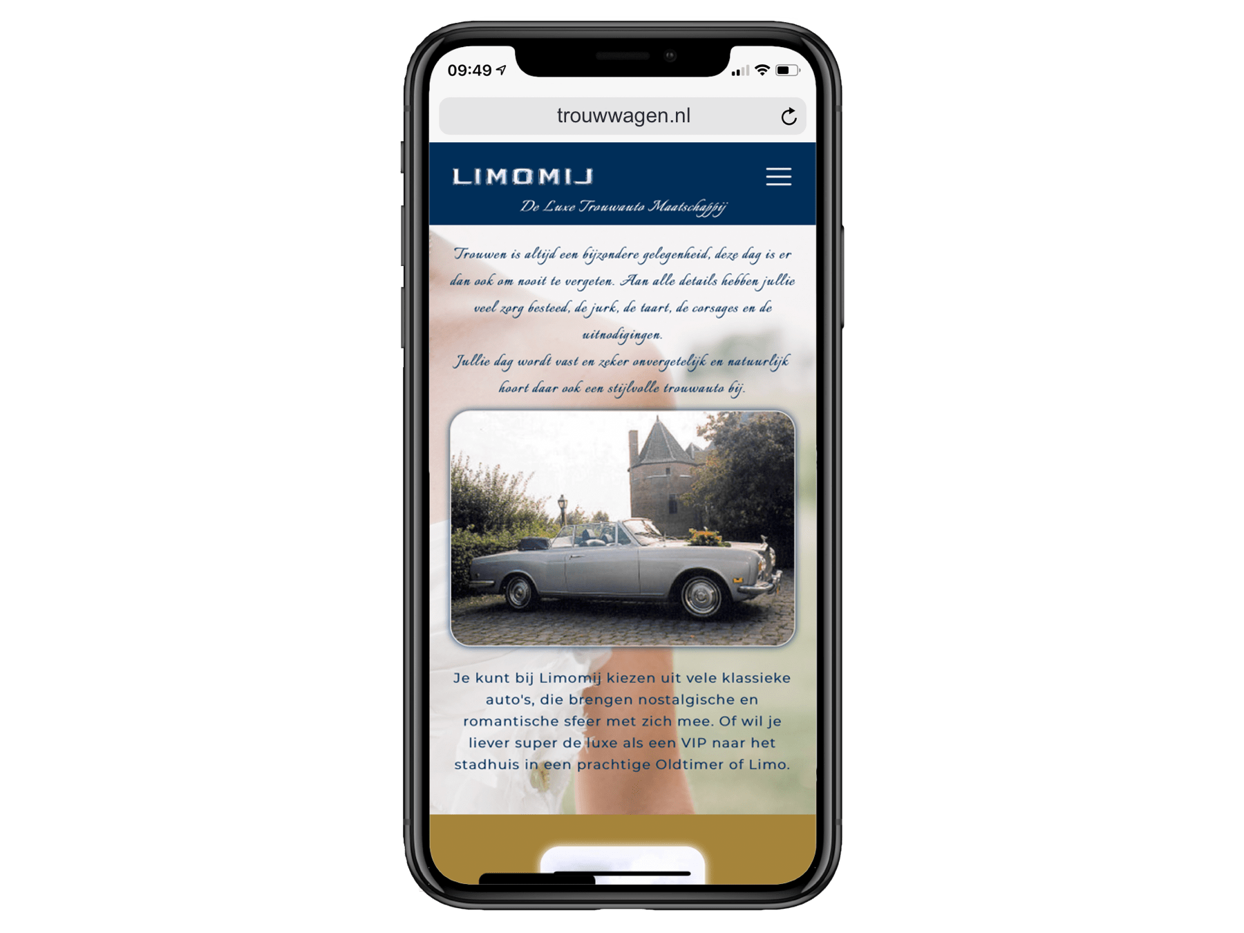 limomij trouwwagen trouwauto nieuwe website vergelijk mobiel makeover